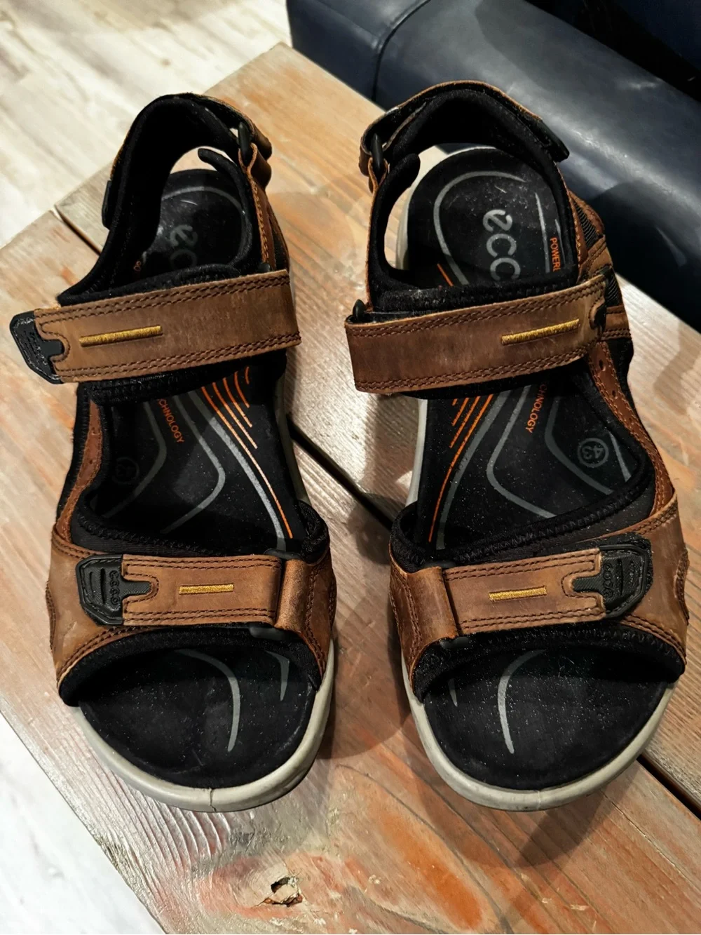 Ecco Men’s Brown Leather Adjustable Outdoor Sandals size 43